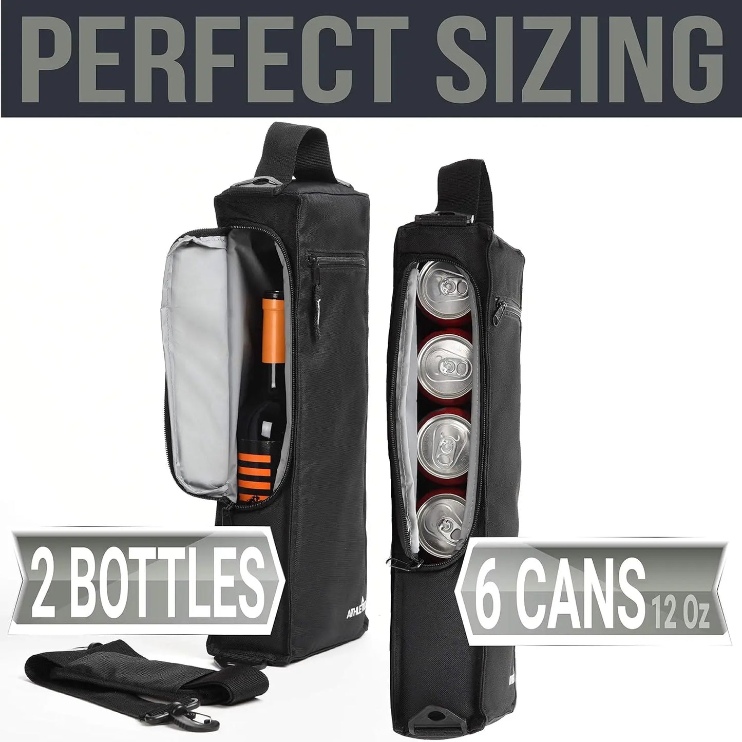 Athletico Golf Cooler Bag – Soft-Sided Insulated Bag Holds 6 Cans or 2 Wine Bottles – Compact & Discreet (Black)