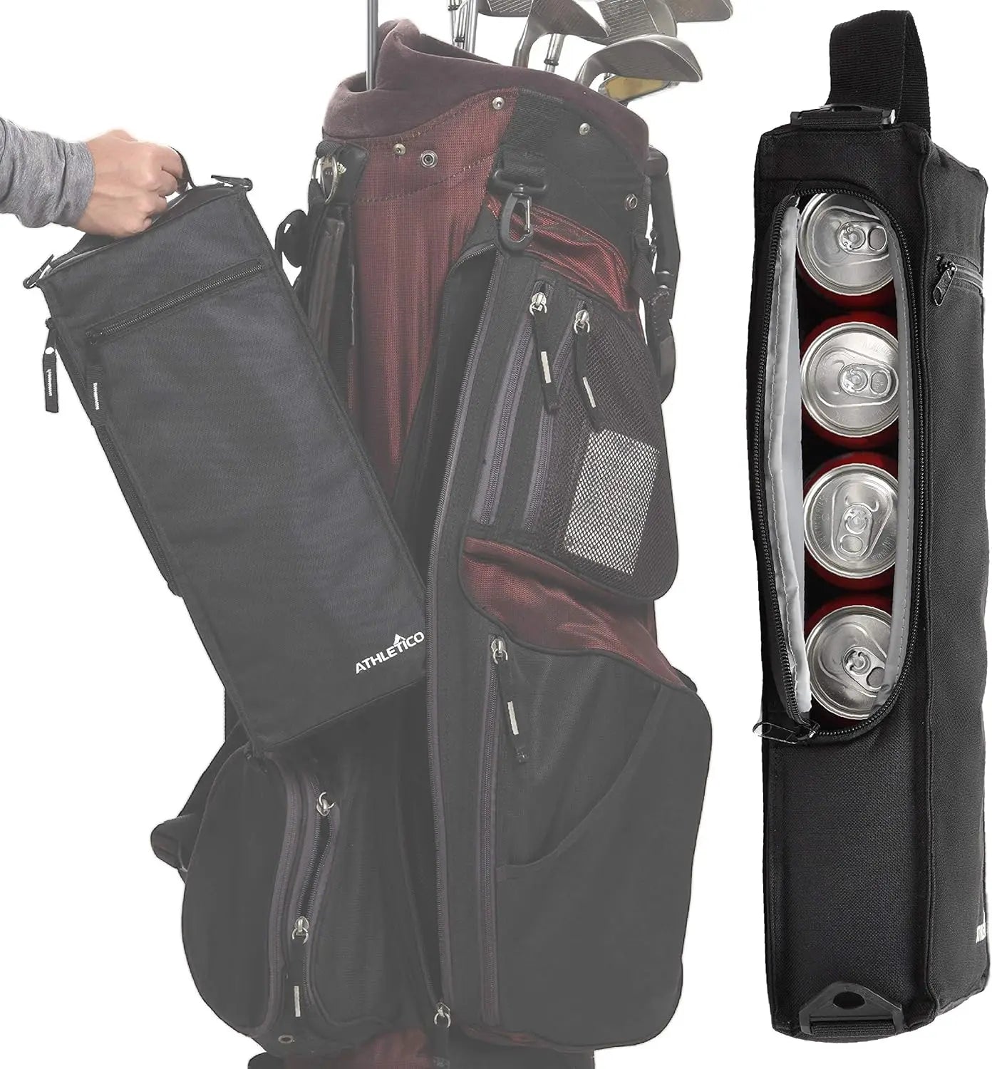 Athletico Golf Cooler Bag – Soft-Sided Insulated Bag Holds 6 Cans or 2 Wine Bottles – Compact & Discreet (Black)