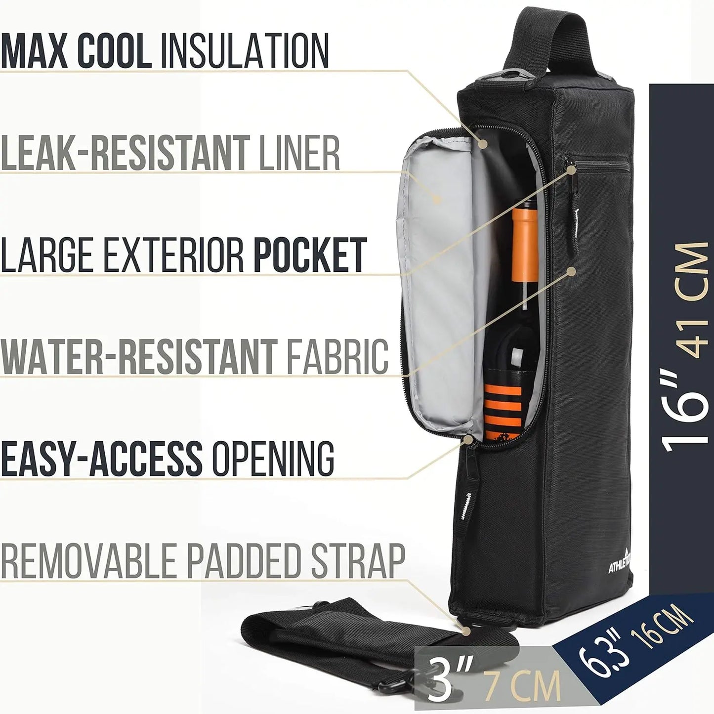 Athletico Golf Cooler Bag – Soft-Sided Insulated Bag Holds 6 Cans or 2 Wine Bottles – Compact & Discreet (Black)