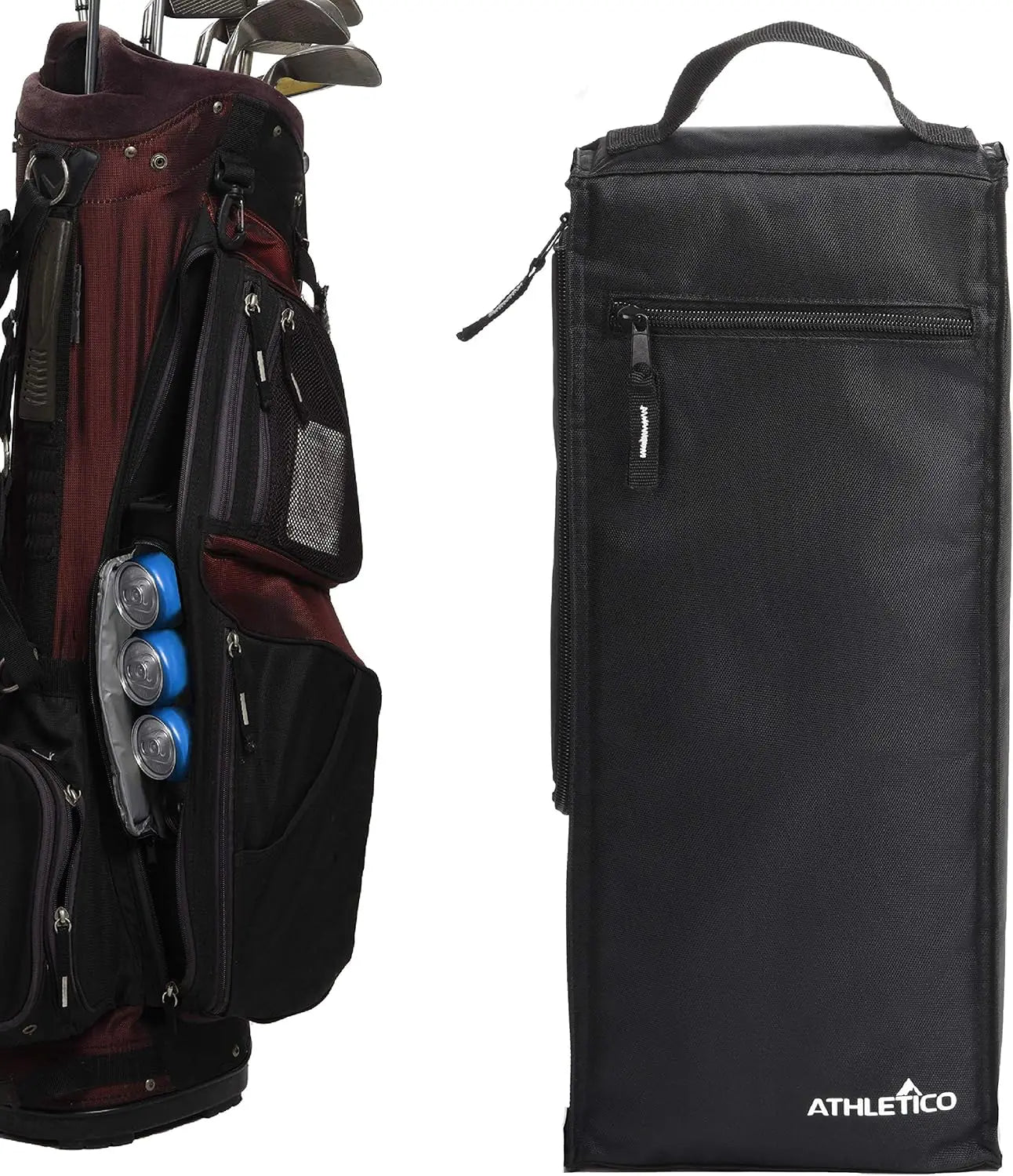 Athletico Golf Cooler Bag – Soft-Sided Insulated Bag Holds 6 Cans or 2 Wine Bottles – Compact & Discreet (Black)